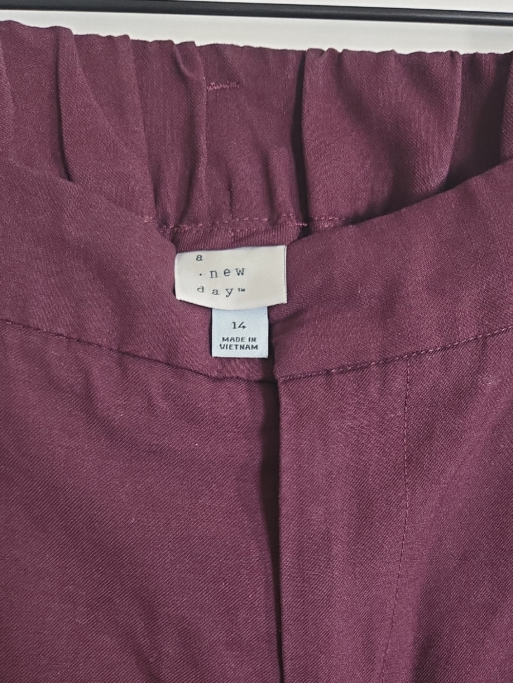 a new day Plum Wide Leg Dress Pants with Elastic Waist